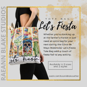 Bolsa Tote de Aquarela Cinco de Mayo Vamos Festeja