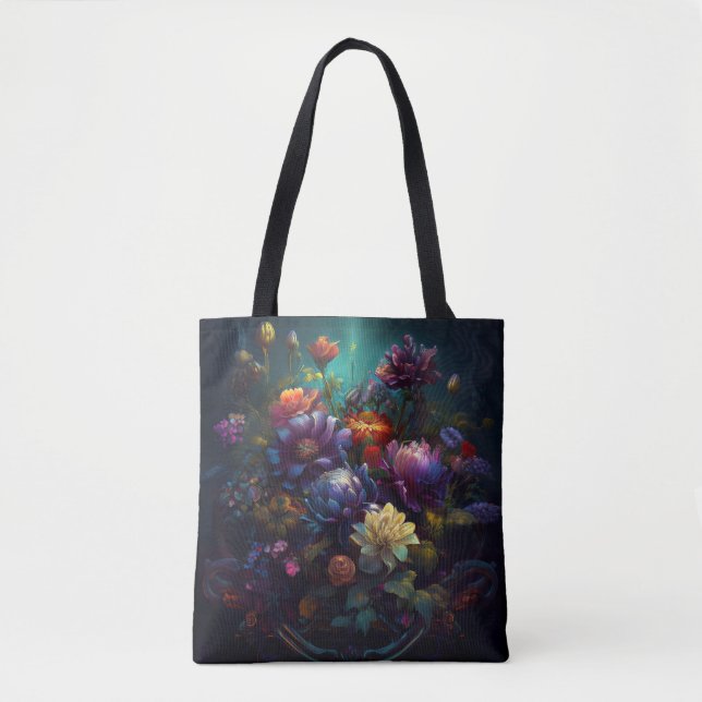 Bolsa Tote de Arranjo de Flores Góticas Únicas (Frente)