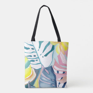 Bolsa Tote de Arte Abstrata de Folhas Tropicais em