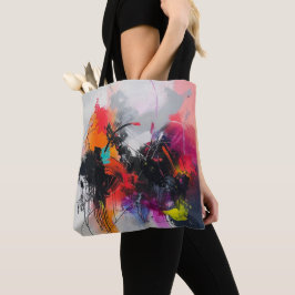Bolsa Tote de Arte Abstrata Texturizada em Rosa Ve