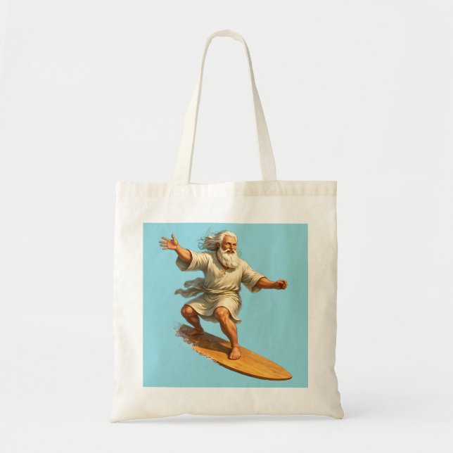 Bolsa tote de arte bíblica de surfe de Moisés títu (Frente)
