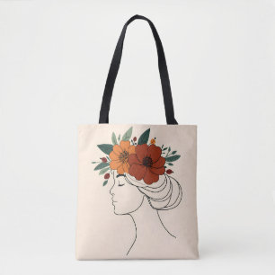 Bolsa Tote de Arte Floral Feminina – Ilustração de