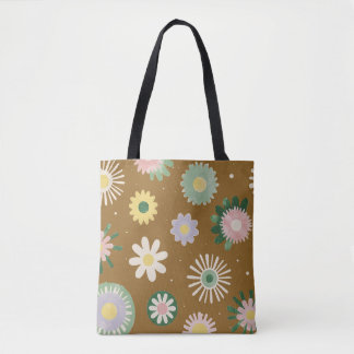 Bolsa Tote de Arte Floral Roxa Suave