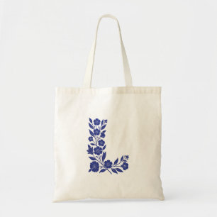 Bolsa tote de arte monograma com letra L floral az