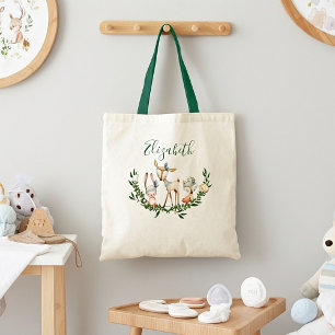 Bolsa tote de bebê veado em aquarela fofa