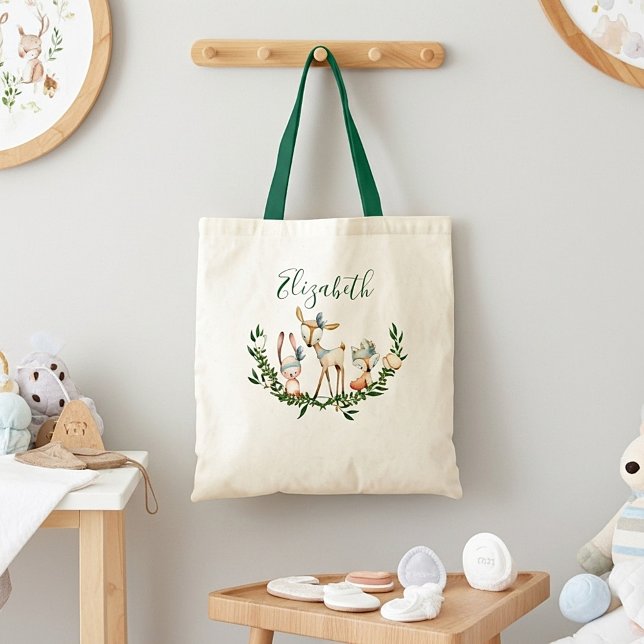 Bolsa tote de bebê veado em aquarela fofa (Criador carregado)