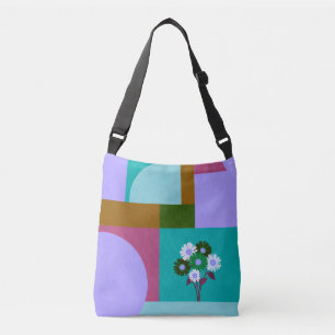 Bolsa Tote de Bloco de Cores Florais Abstratas Mod