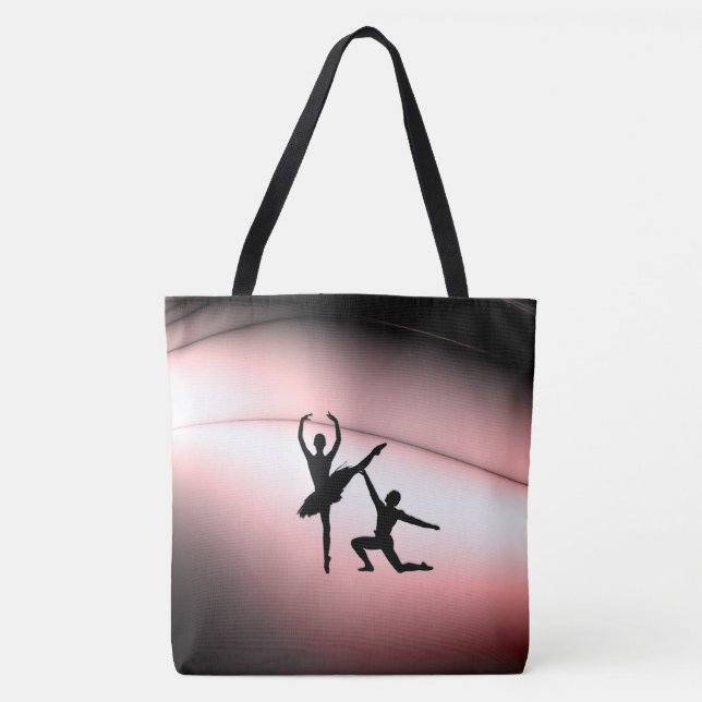 Bolsa Tote de Casal de Ballet com Acento Rosa (Frente)