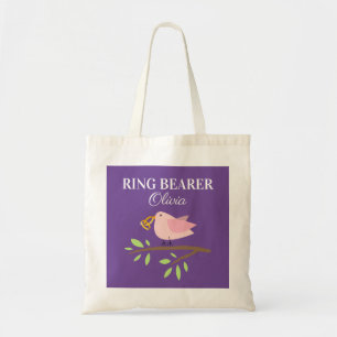 Bolsa tote de casamento de menina com pássaro fofi