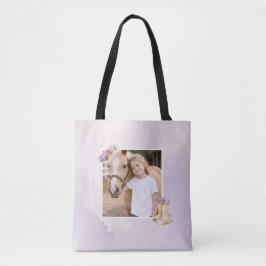 Bolsa Tote de Cavalo Floral Roxa para Meninas