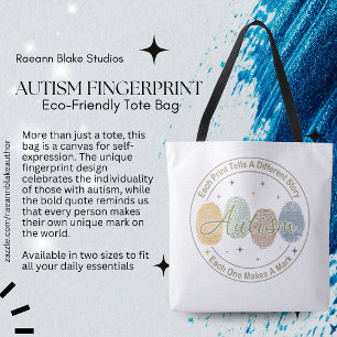 Bolsa Tote de Citação/Impressão Digital do Autismo