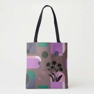 Bolsa Tote de Colagem Floral Abstrata Macia