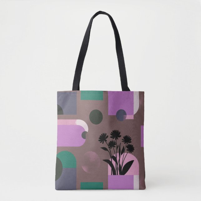 Bolsa Tote de Colagem Floral Abstrata Macia (Frente)