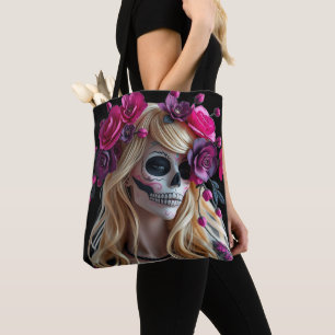Bolsa tote de crânio açucarado