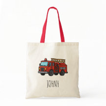 Bolsa Tote de Criança Caminhão de Bombeiros Vermel
