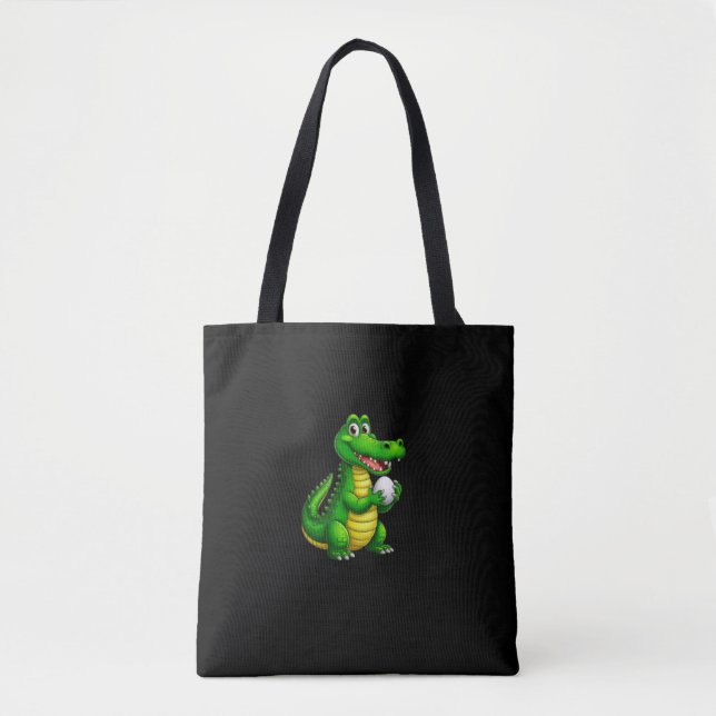 Bolsa Tote de Crocodilo Fofa – Jacaré Verde Fique  (Frente)