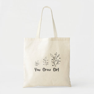 Bolsa Tote de Design Simples "Você Cresce Garota"