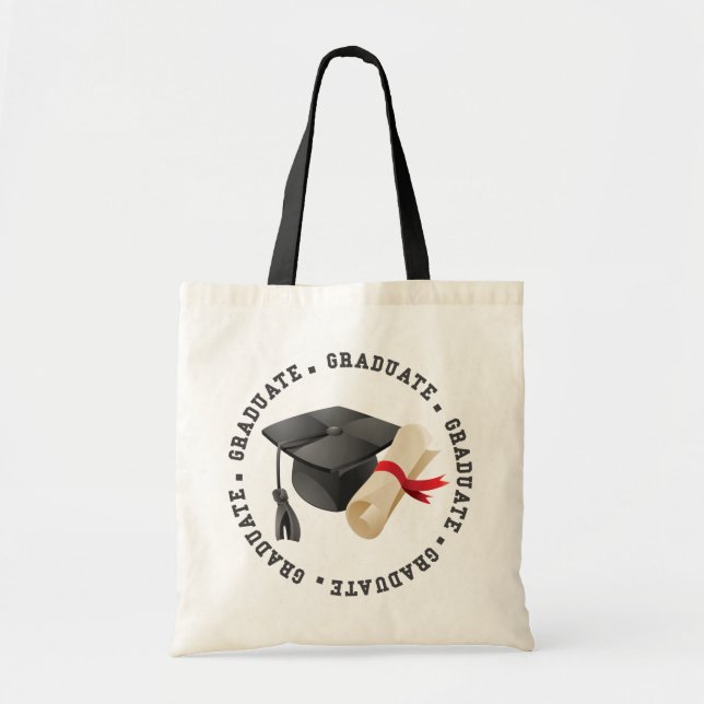 Bolsa tote de diploma e chapéu de graduação (Frente)