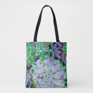 Bolsa tote de dupla face com um buquê suculento