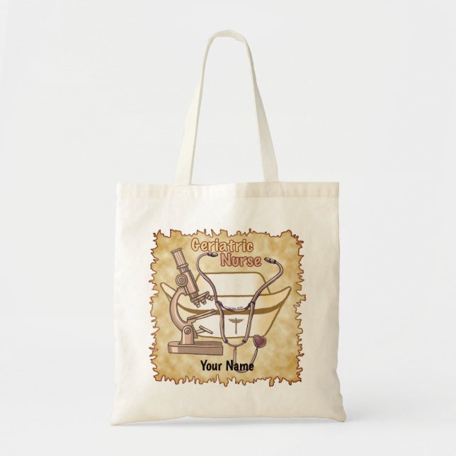 Bolsa tote de Enfermeira Geriátrica com nome perso (Frente)