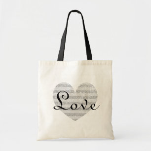 Bolsa tote de faixa com monograma de brilho pratea