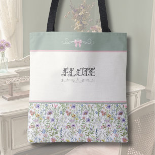 Bolsa Tote de Flauta Botânica Rosa e Verde Caprich