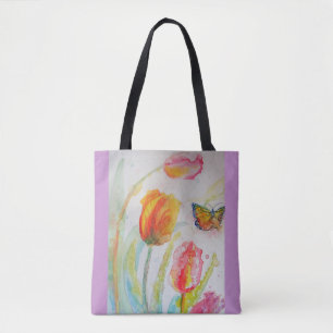 Bolsa Tote de Flores de Aquarela de Tulipas