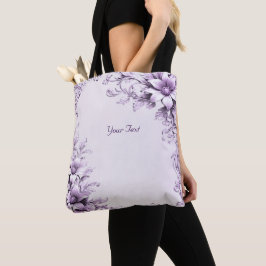 Bolsa Tote de Flores Roxas Elegantes