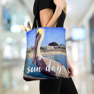Bolsa Tote De "foto bonito do pelicano do cais da praia das