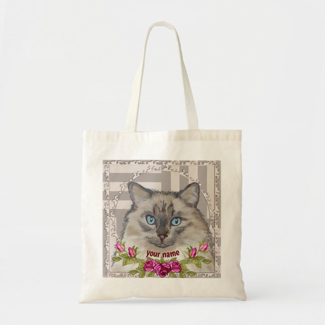 Bolsa tote de gato Ragdoll Roses  (Frente)