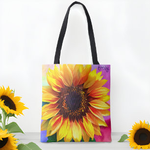Bolsa Tote de Girassol Brilhante e Colorida
