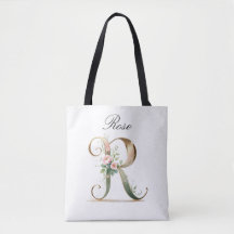 Bolsa Tote de Impressão Total com Letra Floral Dou