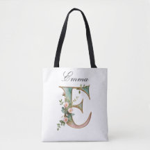 Bolsa Tote de Impressão Total com Letra Floral Dou