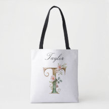 Bolsa Tote de Impressão Total com Letra Floral Dou