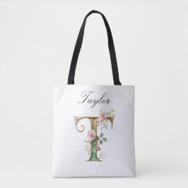 Bolsa Tote de Impressão Total com Letra Floral Dou