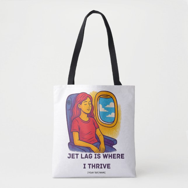 Bolsa Tote de Jet Lag | Adicionar Texto/Nome (Frente)