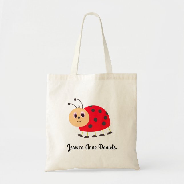Bolsa tote de joaninha personalizada fofa (Frente)