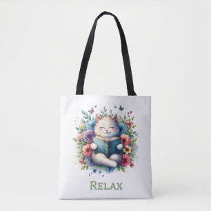 Bolsa tote de leitura de gato “Relax”