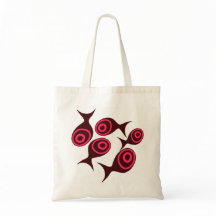 Bolsa Tote de Lona com Padrão de Peixe Vermelho Mo