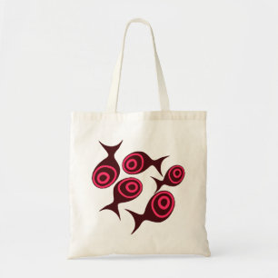 Bolsa Tote de Lona com Padrão de Peixe Vermelho Mo