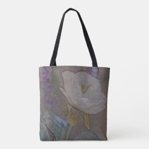 Bolsa Tote de Mão Desenhada à Mão - Arte Floral