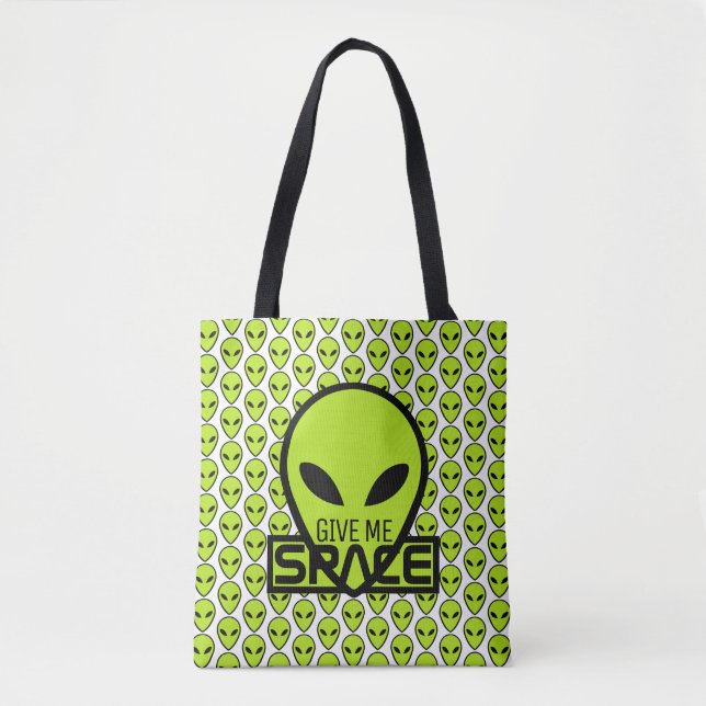 Bolsa Tote Dê-Me Espaço, Alienígena Extraterrestre. (Frente)