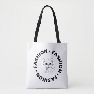 Bolsa Tote de Moda Circular Fofa de Gato Estética