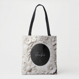 bolsa tote de moldura de flor de papel personaliza