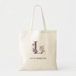 Bolsa Tote de Monograma Floral com Estilo, Nome Pe