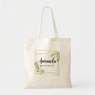 Bolsa tote de noiva minimalista com vegetação geom