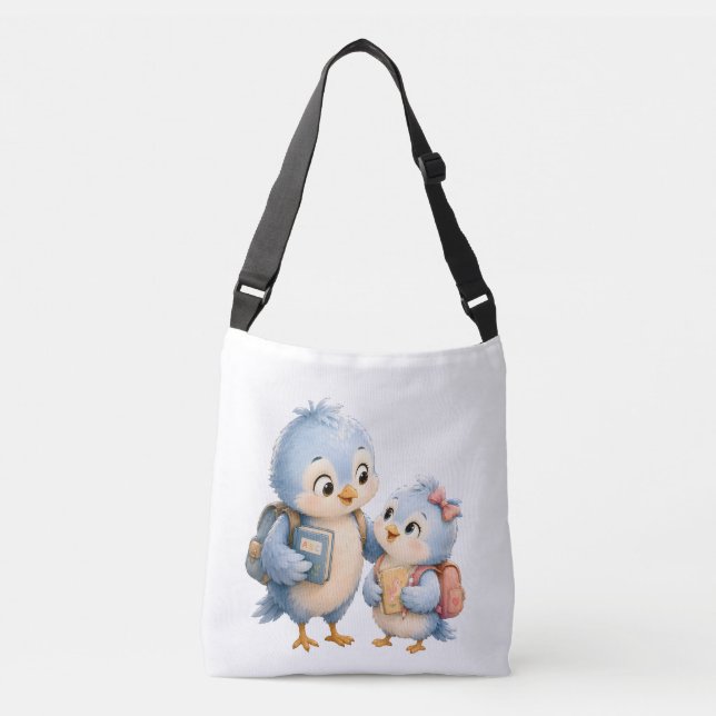 Bolsa Tote de Ombro Irmãos Pássaros Fofos (Frente)