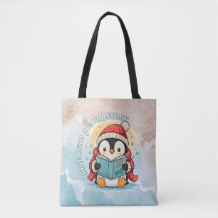 Bolsa Tote de Ombro Penguin Estética de Leitura Mo