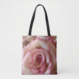 Bolsa Tote de Ombro Rosa Elegante com Dicas Branca