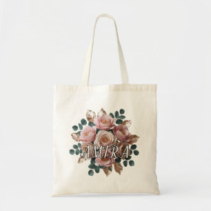 Bolsa Tote de Orçamento de Monograma Floral em Dou